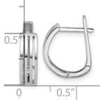 14K White Gold Polished and Grooved Hinged Hoop Earrings