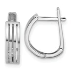 14K White Gold Polished and Grooved Hinged Hoop Earrings