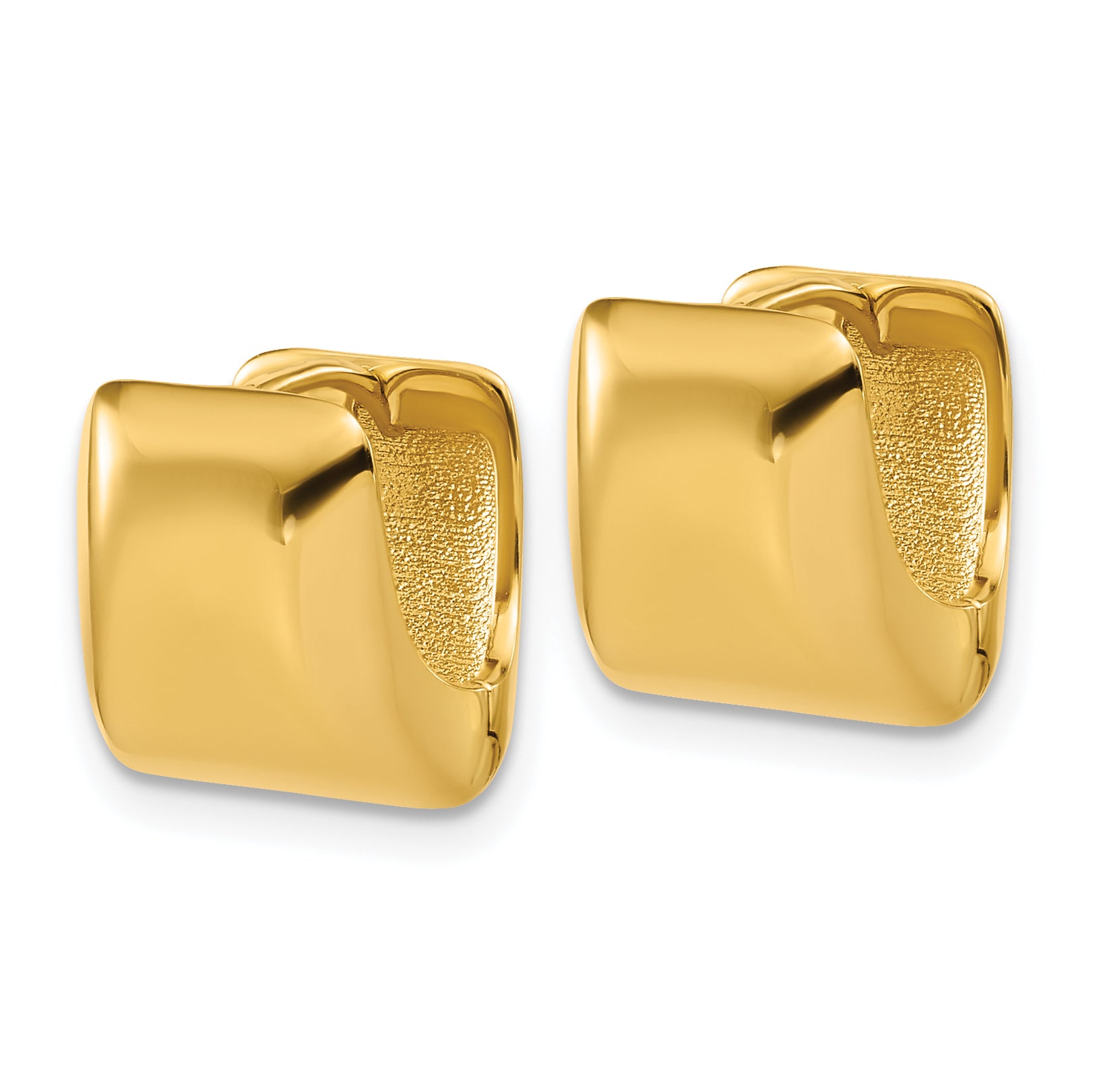 14K Polished Puff Square Hinged Hoop Earrings Secondary image