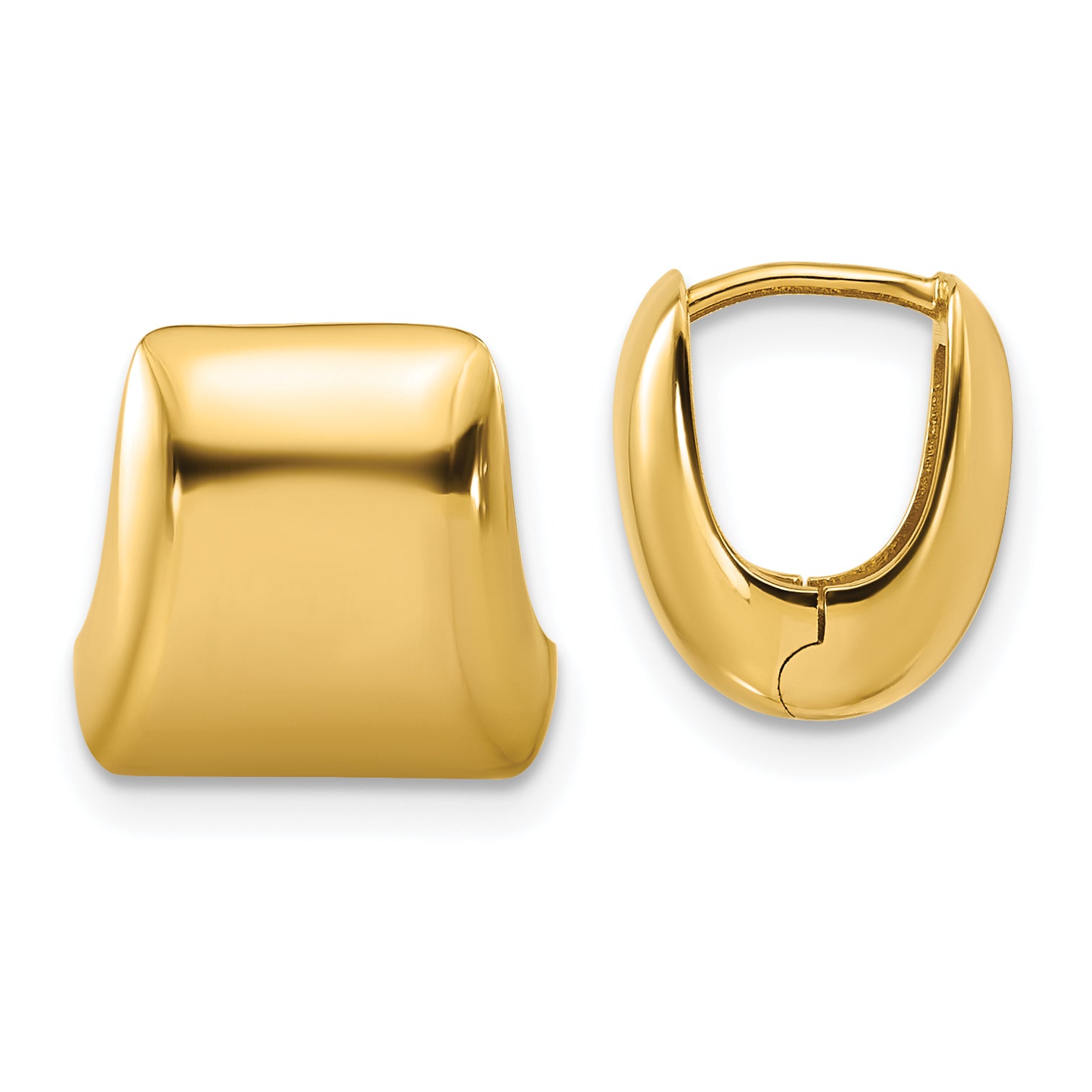 14K Polished Puff Square Hinged Hoop Earrings Main image