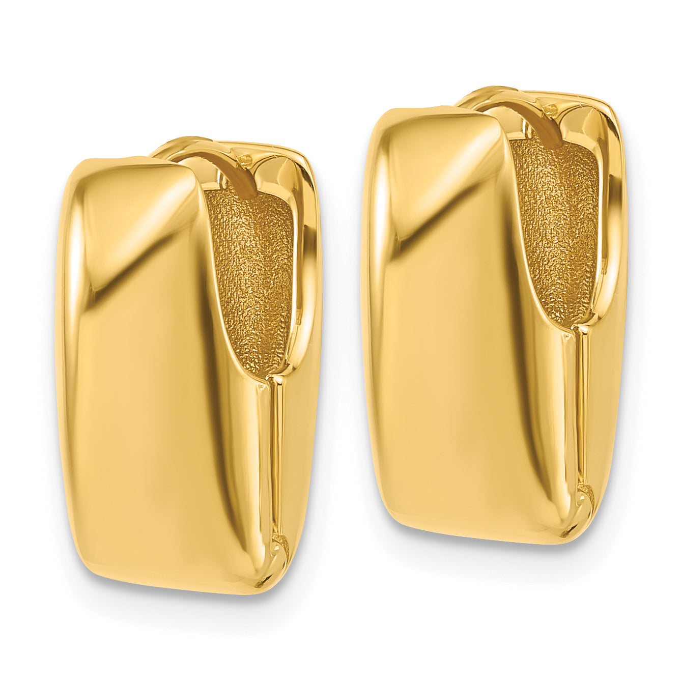 14K Polished Puff Oval Hinged Hoop Earrings