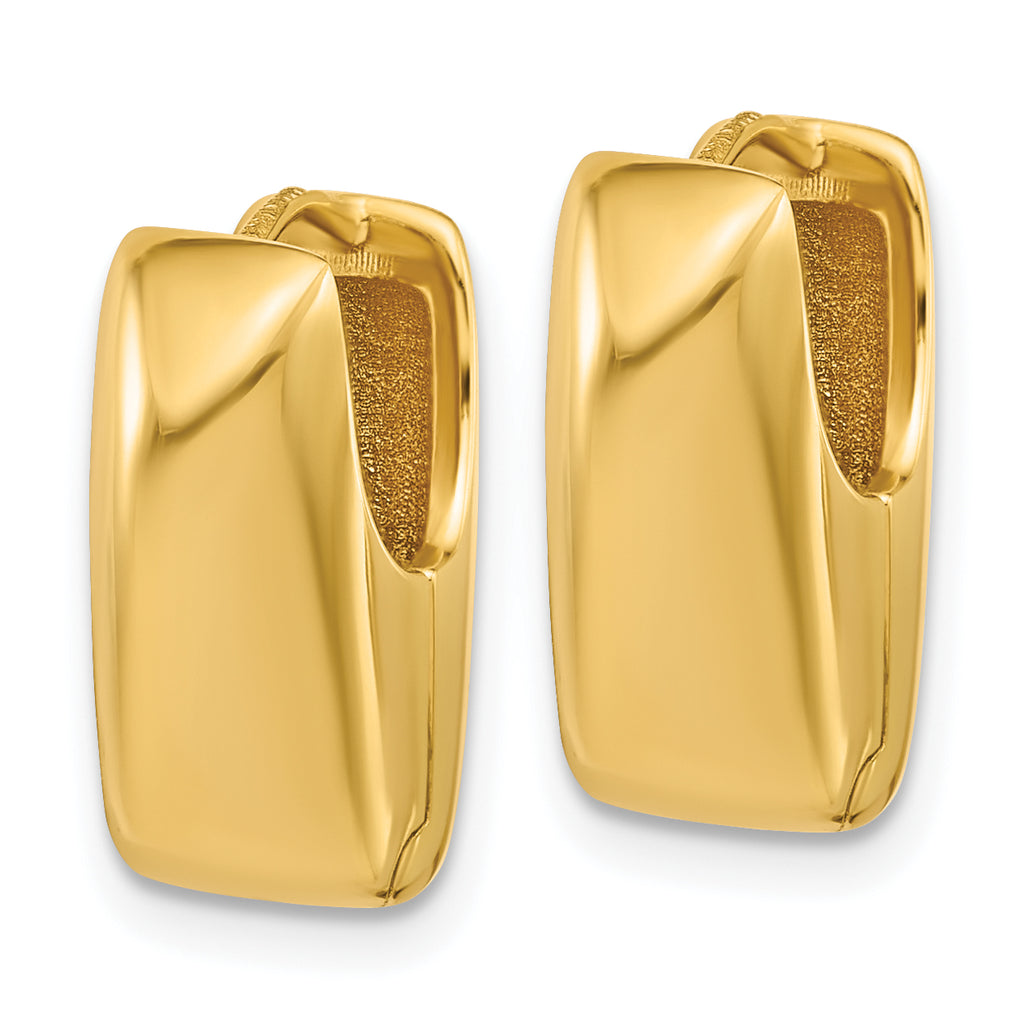 14K Polished Puff Oval Hinged Hoop Earrings