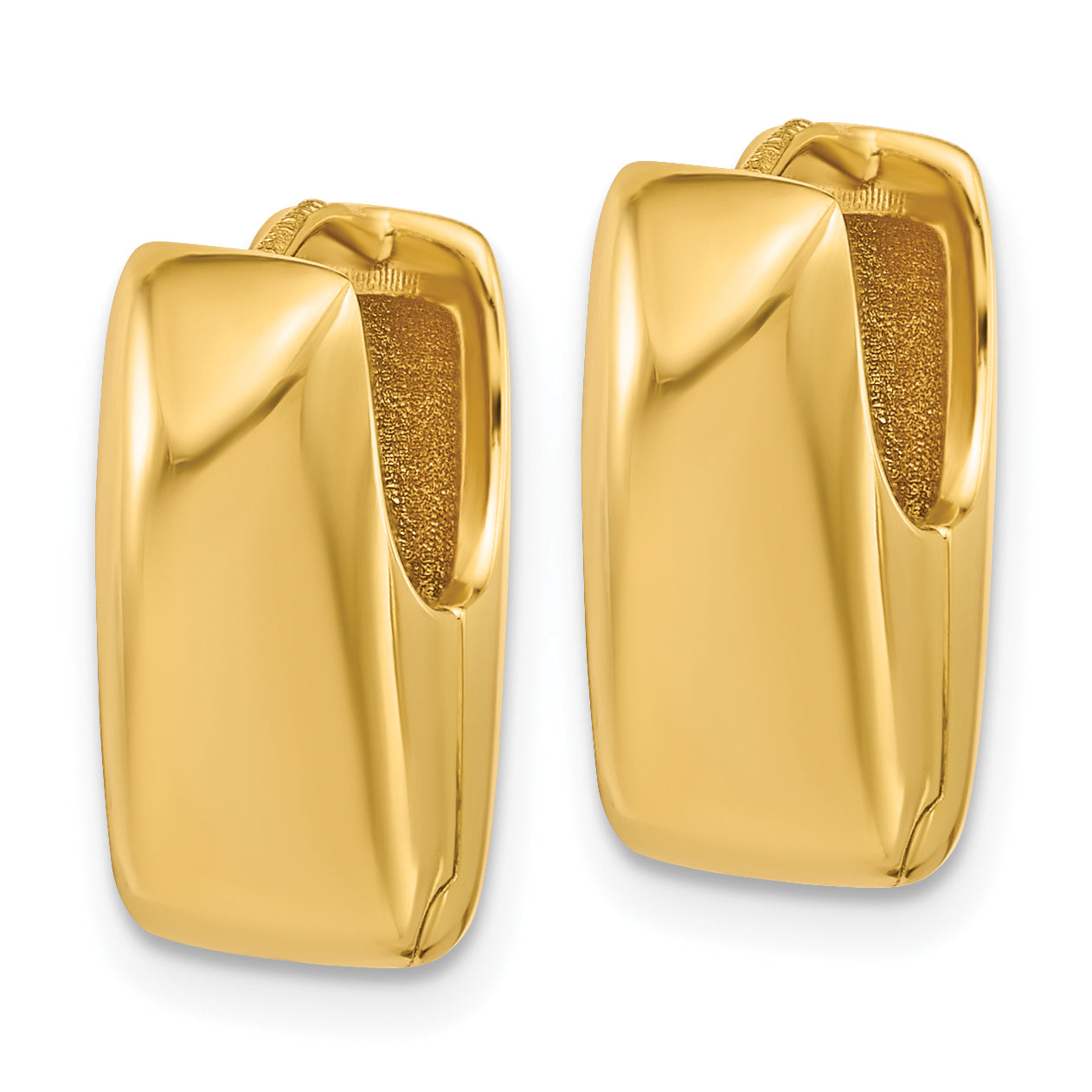 14K Polished Puff Oval Hinged Hoop Earrings