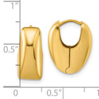 14K Polished Puff Oval Hinged Hoop Earrings