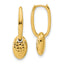 14K Polished / Dia-cut Oval w/Bead Hinged Hoop Earrings