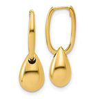 14K Polished Oval w/Bead Hinged Hoop Earrings