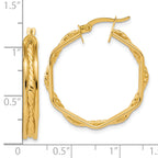 14K Polished and Twisted Hoop Earrings