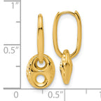 14K Polished/Dia-cut Mariner Bead Hinged Hoop Earrings