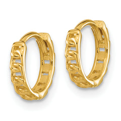 14K Polished Curb Link Round Hinged Hoop Earrings
