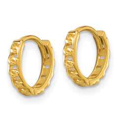14K Polished Curb Link Round Hinged Hoop Earrings