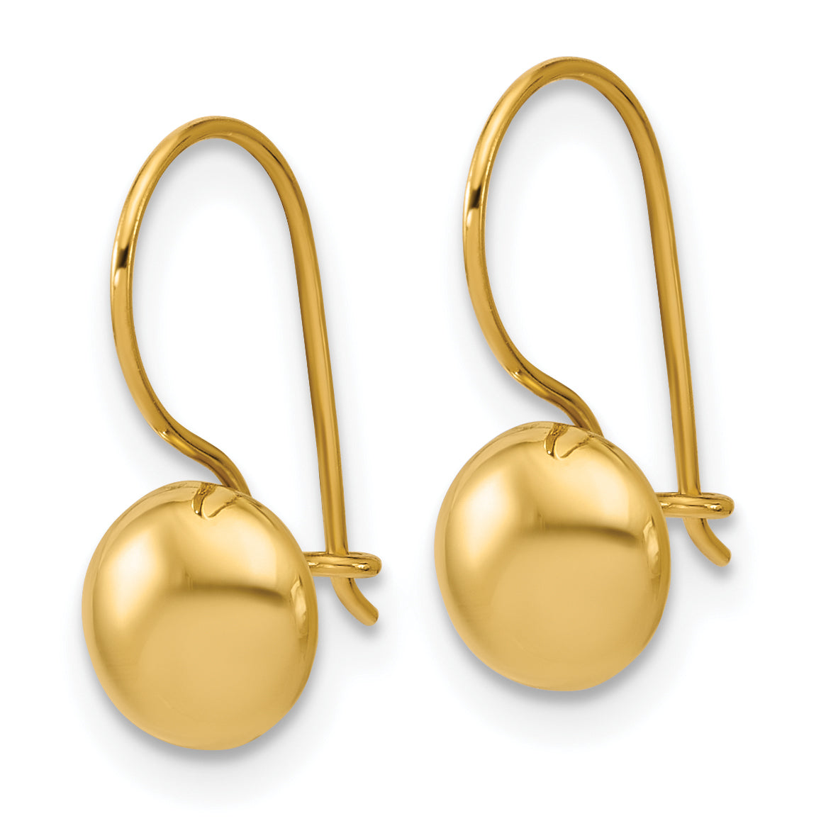 14K Polished Drop Button Earrings