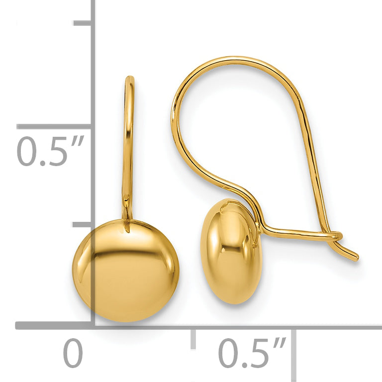 14K Polished Drop Button Earrings