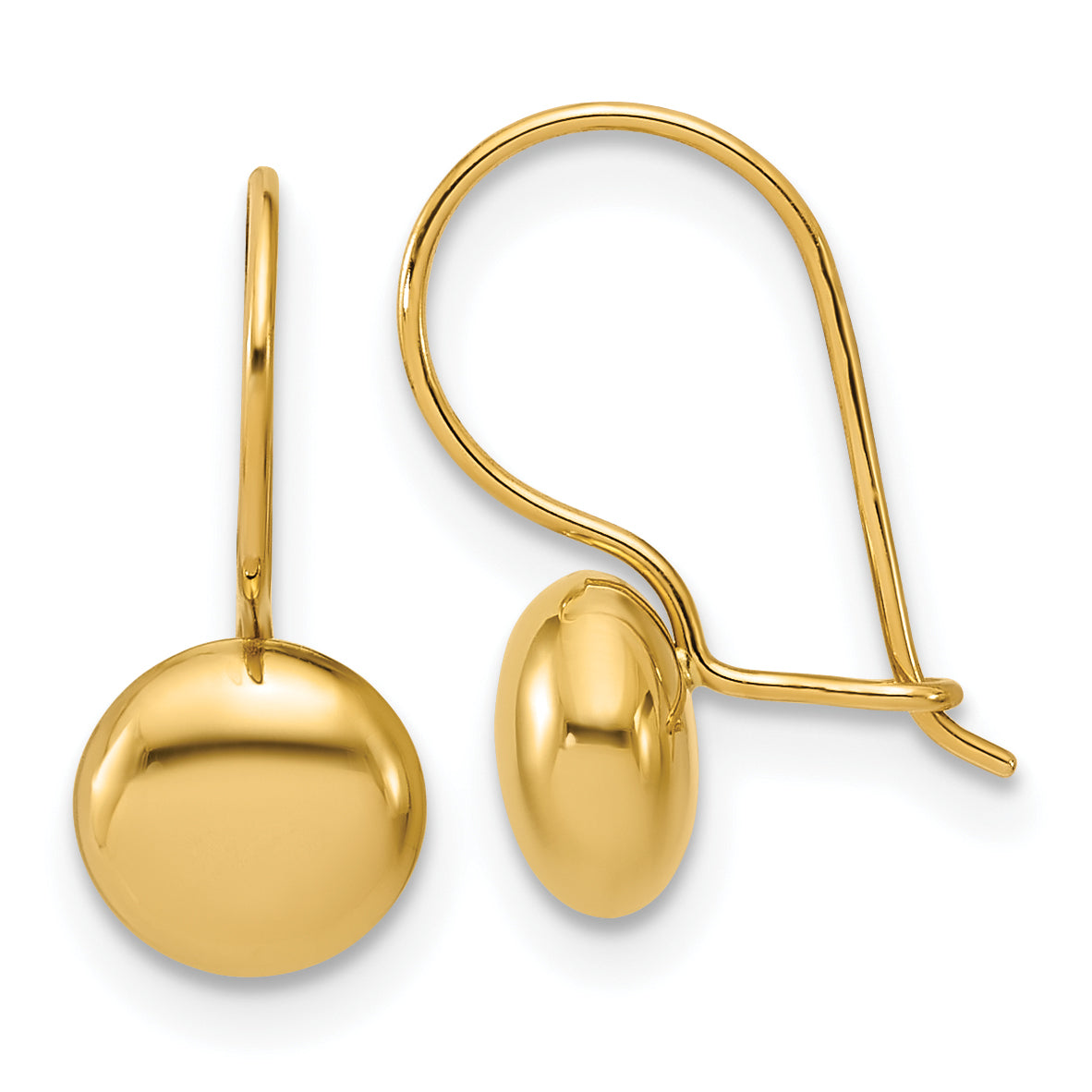 14K Polished Drop Button Earrings Main image