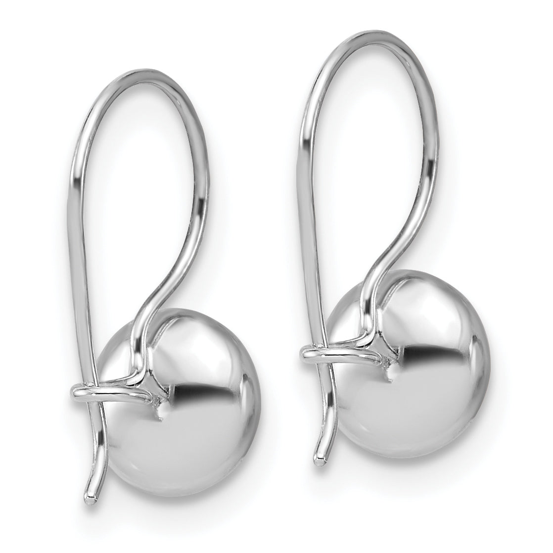 14K White Gold Polished Drop Button Earrings