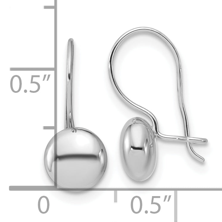 14K White Gold Polished Drop Button Earrings