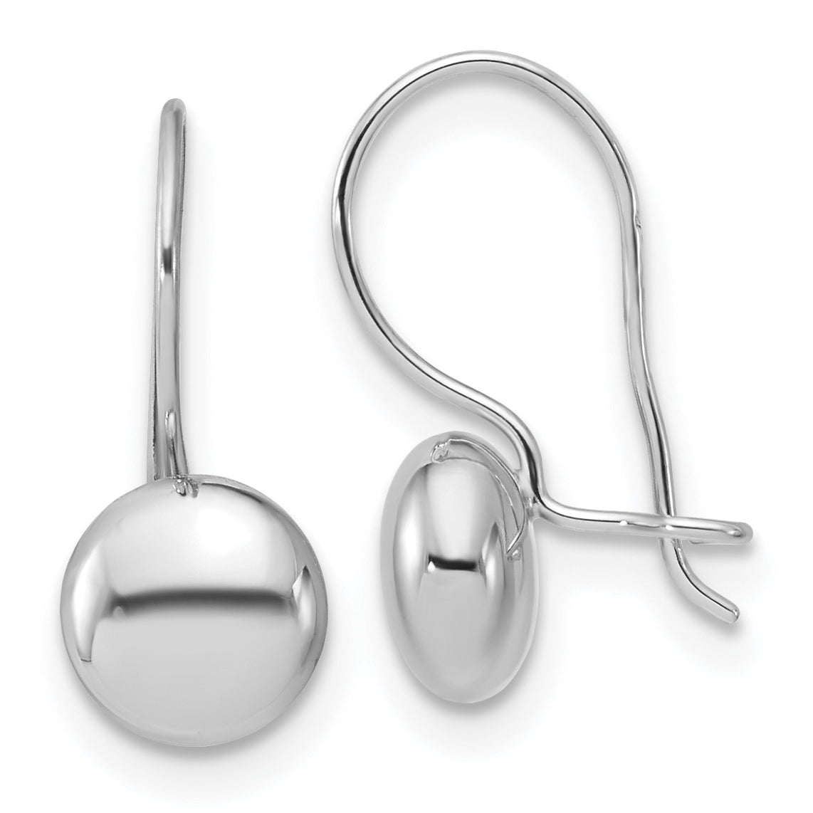 14K White Gold Polished Drop Button Earrings Main image