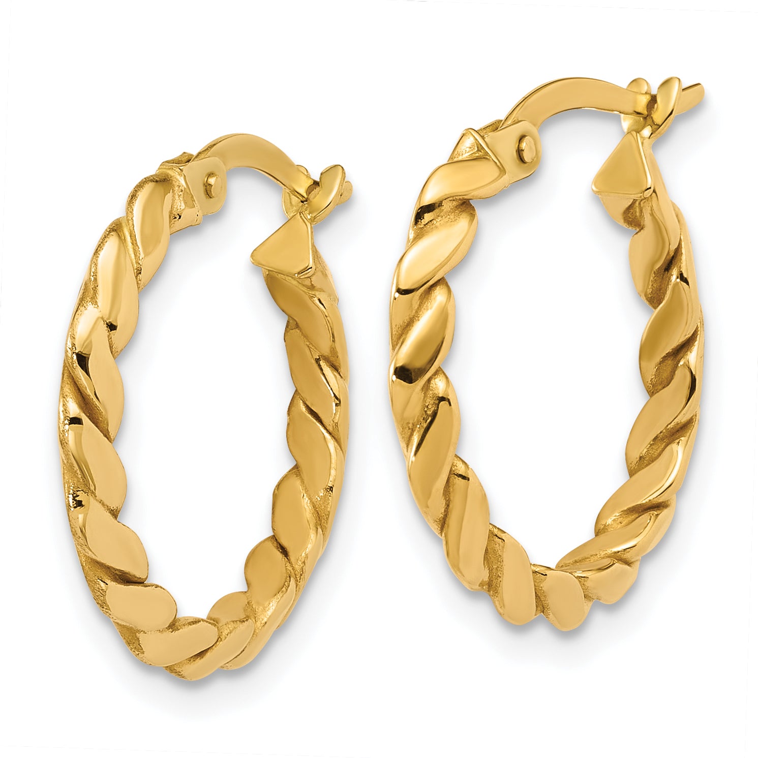14K Polished Twisted Round Hoop Earrings Secondary image