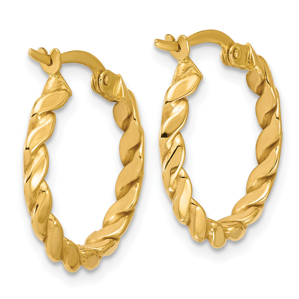 14K Polished Twisted Round Hoop Earrings