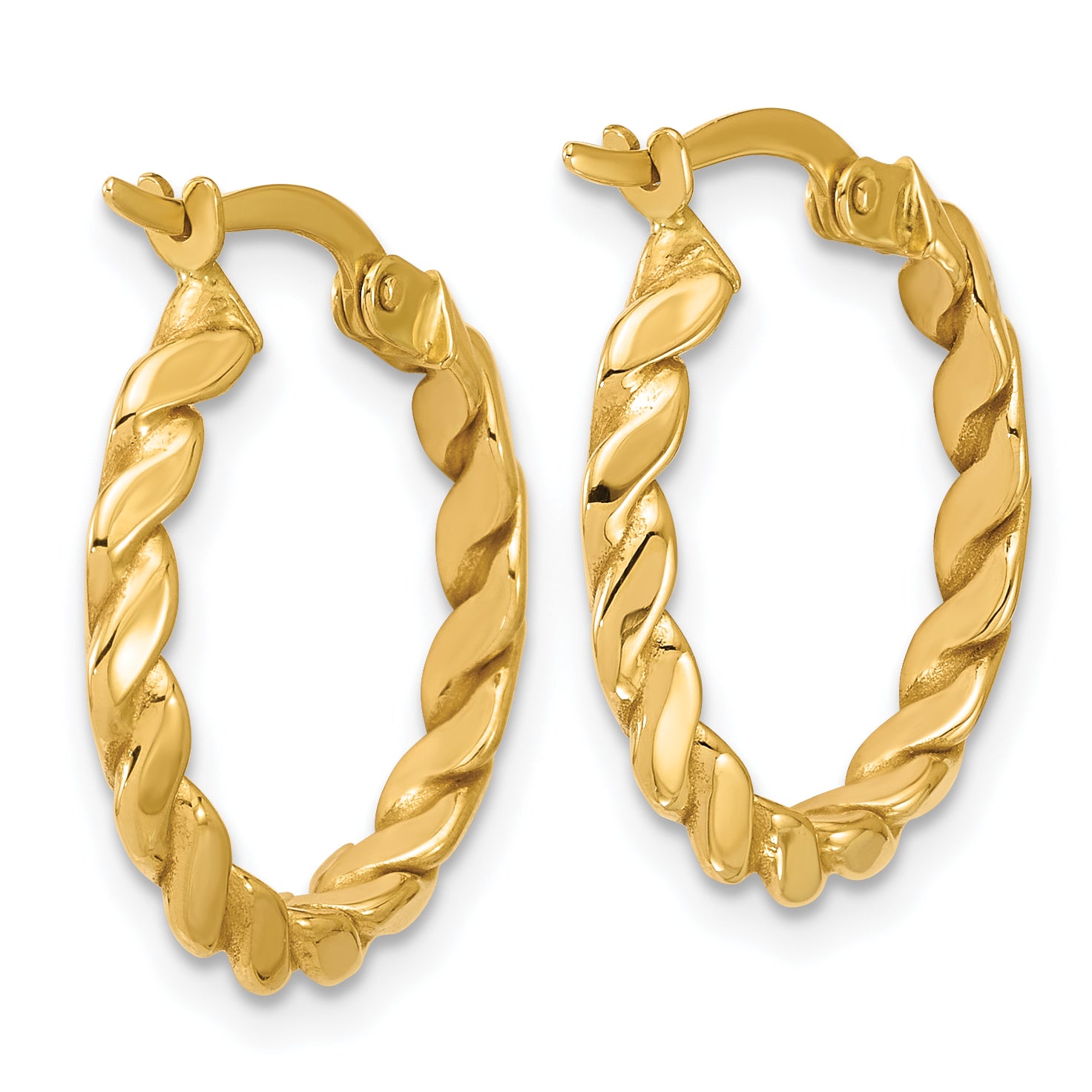 14K Polished Twisted Round Hoop Earrings