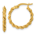 14K Polished Twisted Round Hoop Earrings