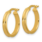 14K Polished and Satin Round Hoop Earrings