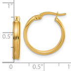 14K Polished and Satin Round Hoop Earrings