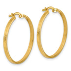 14K Polished Greek Key Round Hoop Earrings
