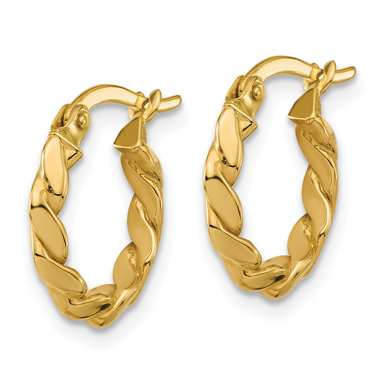 14K Polished Twisted Round Hoop Earrings Secondary image