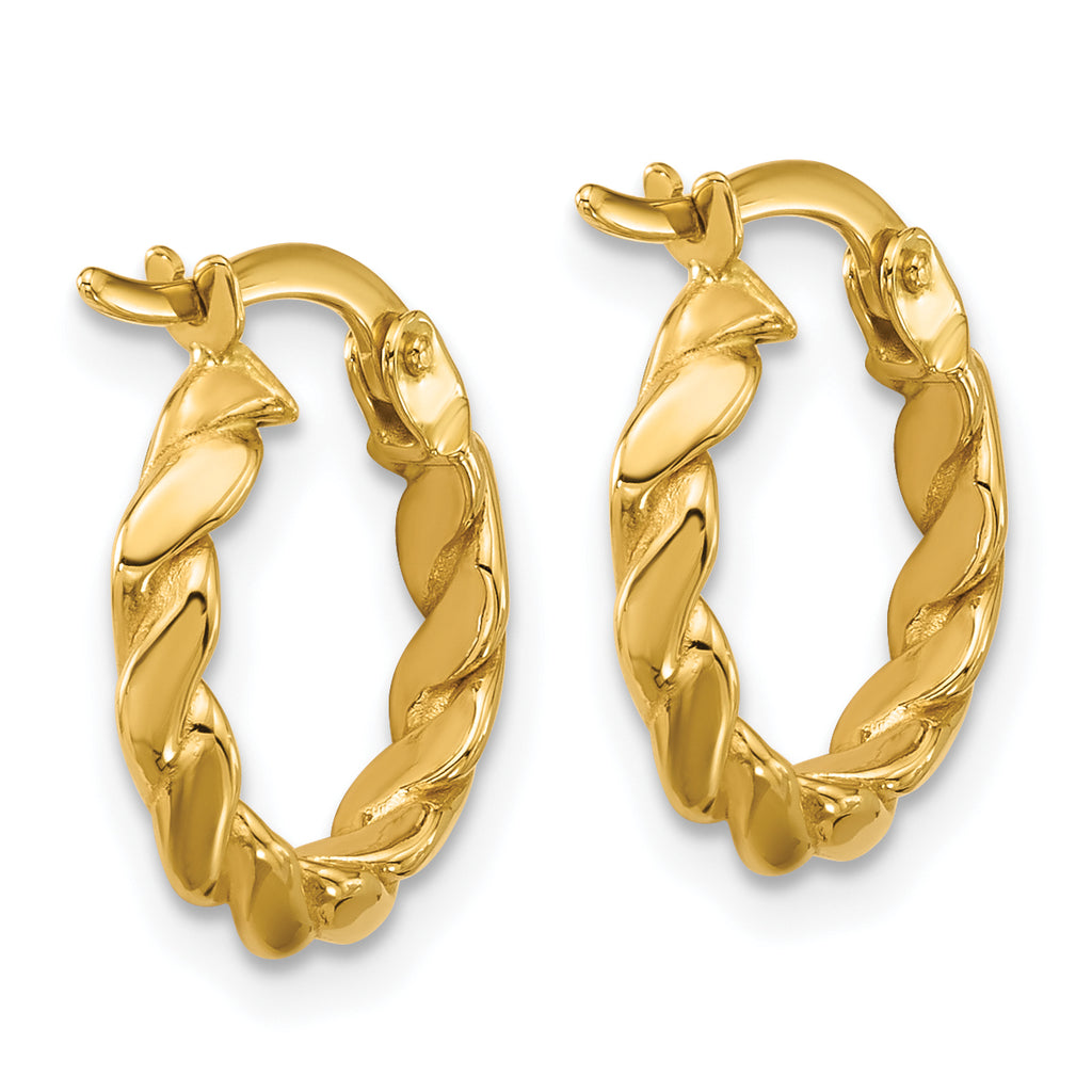 14K Polished Twisted Round Hoop Earrings