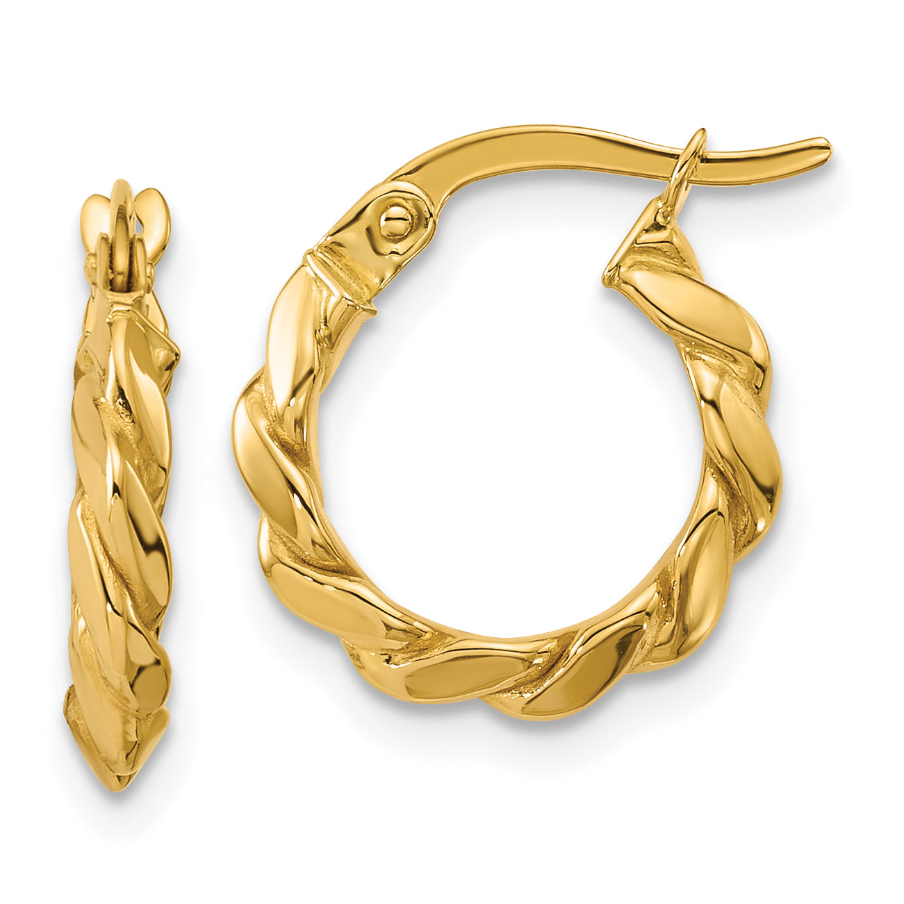 14K Polished Twisted Round Hoop Earrings Main image