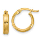 14K Polished and Satin Round Hoop Earrings