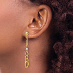 14K w/Wht RH Polish/Dia-cut/Twisted Post Dangle Earrings