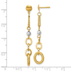 14K w/Wht RH Polish/Dia-cut/Twisted Post Dangle Earrings