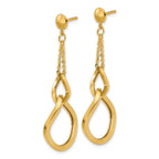 14K Polished Fancy Contoured Link Post Dangle Earrings