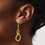 14K Polished Fancy Contoured Link Post Dangle Earrings