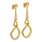 14K Polished Fancy Contoured Link Post Dangle Earrings