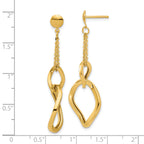 14K Polished Fancy Contoured Link Post Dangle Earrings