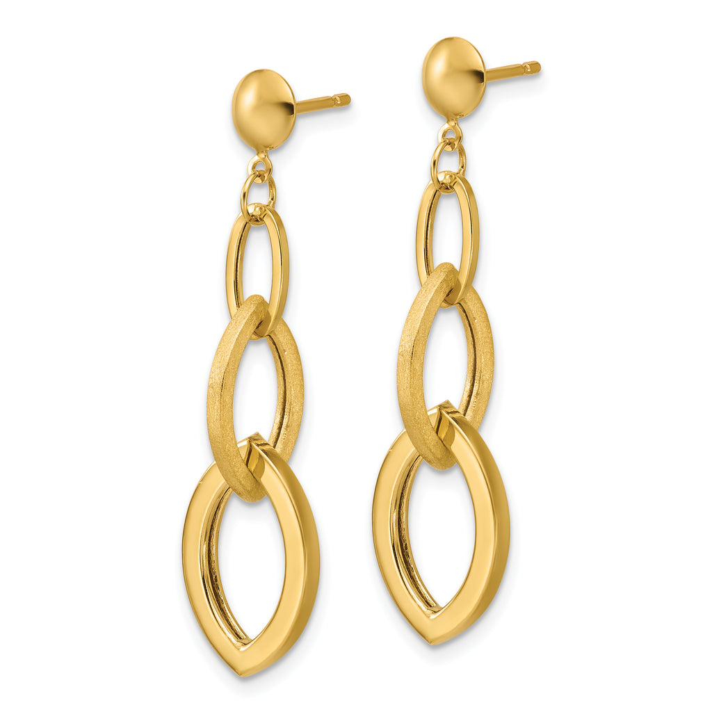 14K Polished and Brushed Fancy Post Dangle Earrings