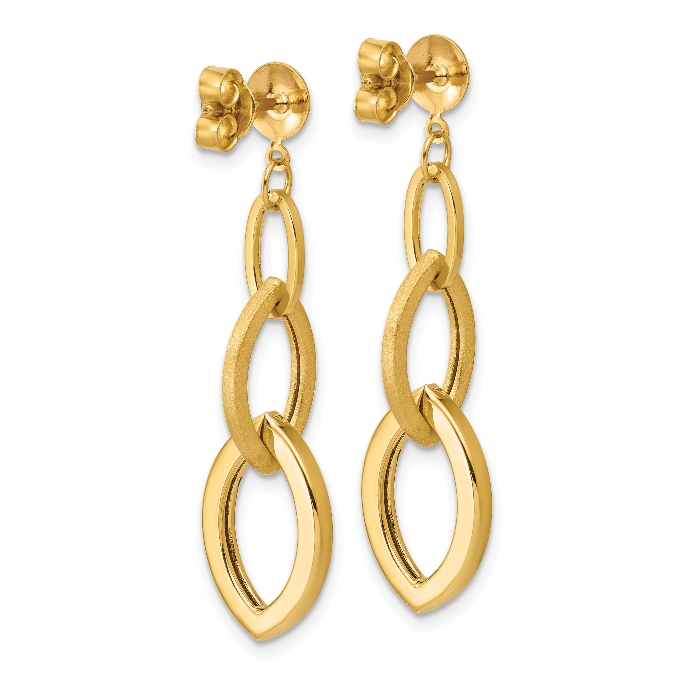 14K Polished and Brushed Fancy Post Dangle Earrings