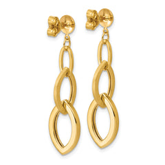 14K Polished and Brushed Fancy Post Dangle Earrings