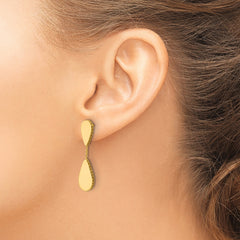 14K Polished and Satin Teardrop Post Dangle Earrings