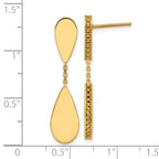 14K Polished and Satin Teardrop Post Dangle Earrings