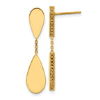 14K Polished and Satin Teardrop Post Dangle Earrings