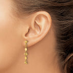 14K Polished D/C Beaded Fancy Circles Post Dangle Earrings