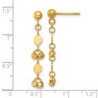 14K Polished D/C Beaded Fancy Circles Post Dangle Earrings