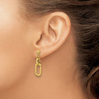 14K Polished Fancy Link Post Dangle Earrings