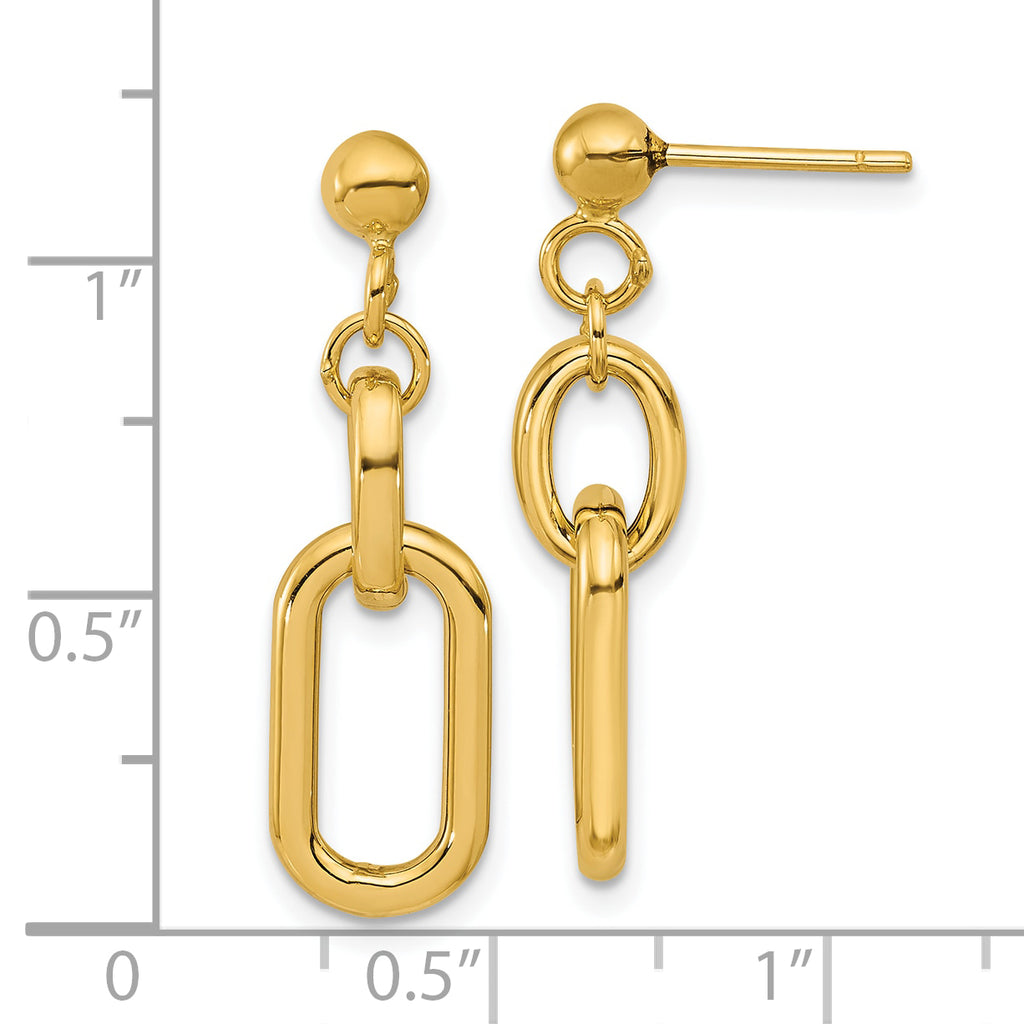 14K Polished Fancy Link Post Dangle Earrings