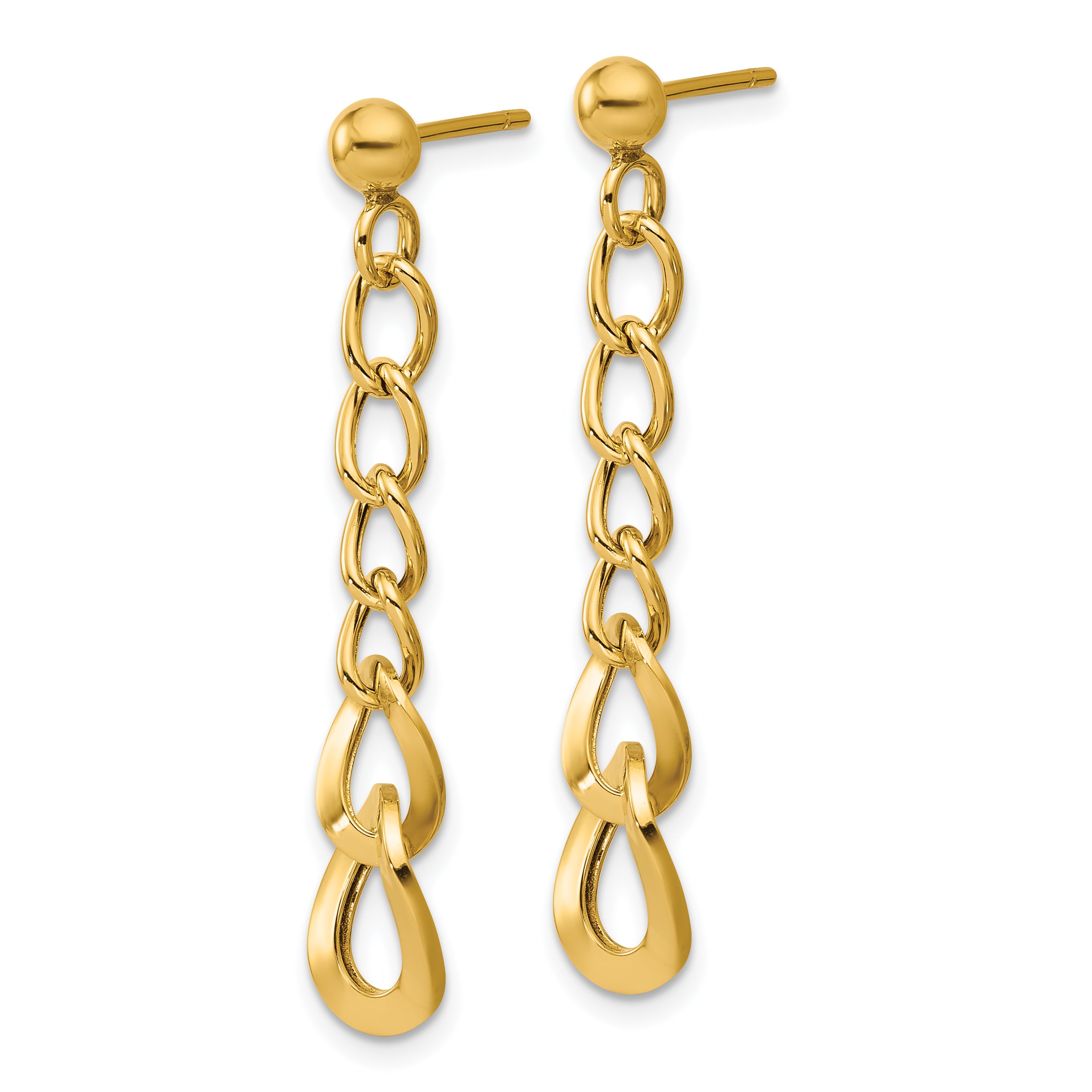 14K Polished Fancy Curb Link Post Dangle Earrings Secondary image