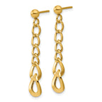 14K Polished Fancy Curb Link Post Dangle Earrings