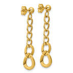 14K Polished Fancy Curb Link Post Dangle Earrings